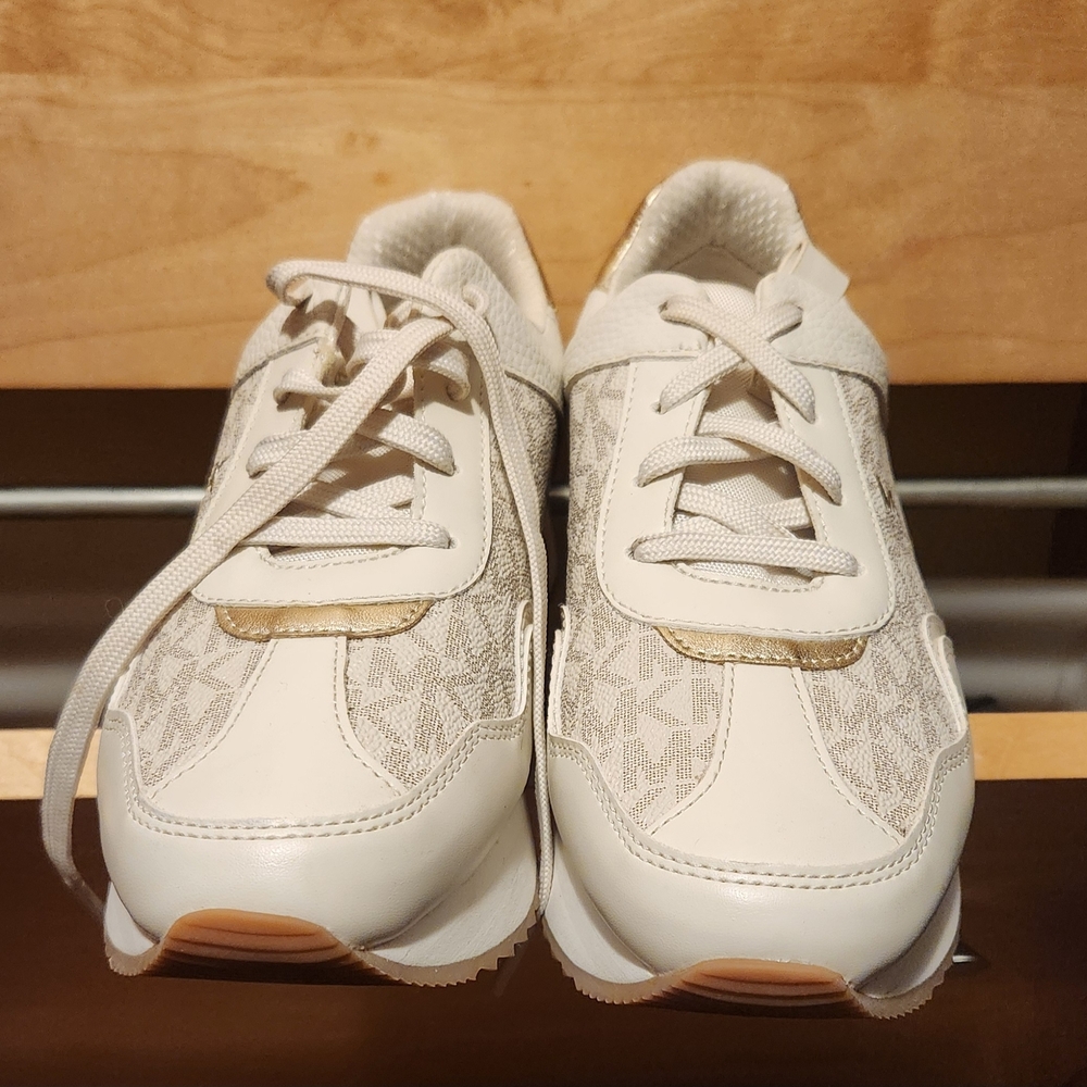 Michael Kors Women's Raina Laceup  Sneakers in Vanilla and Gold